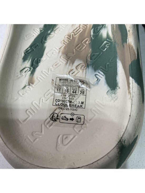 Quiksilver Men\'s Cloud Break Slides Camouflage Green & Beige Size 11 Sandals